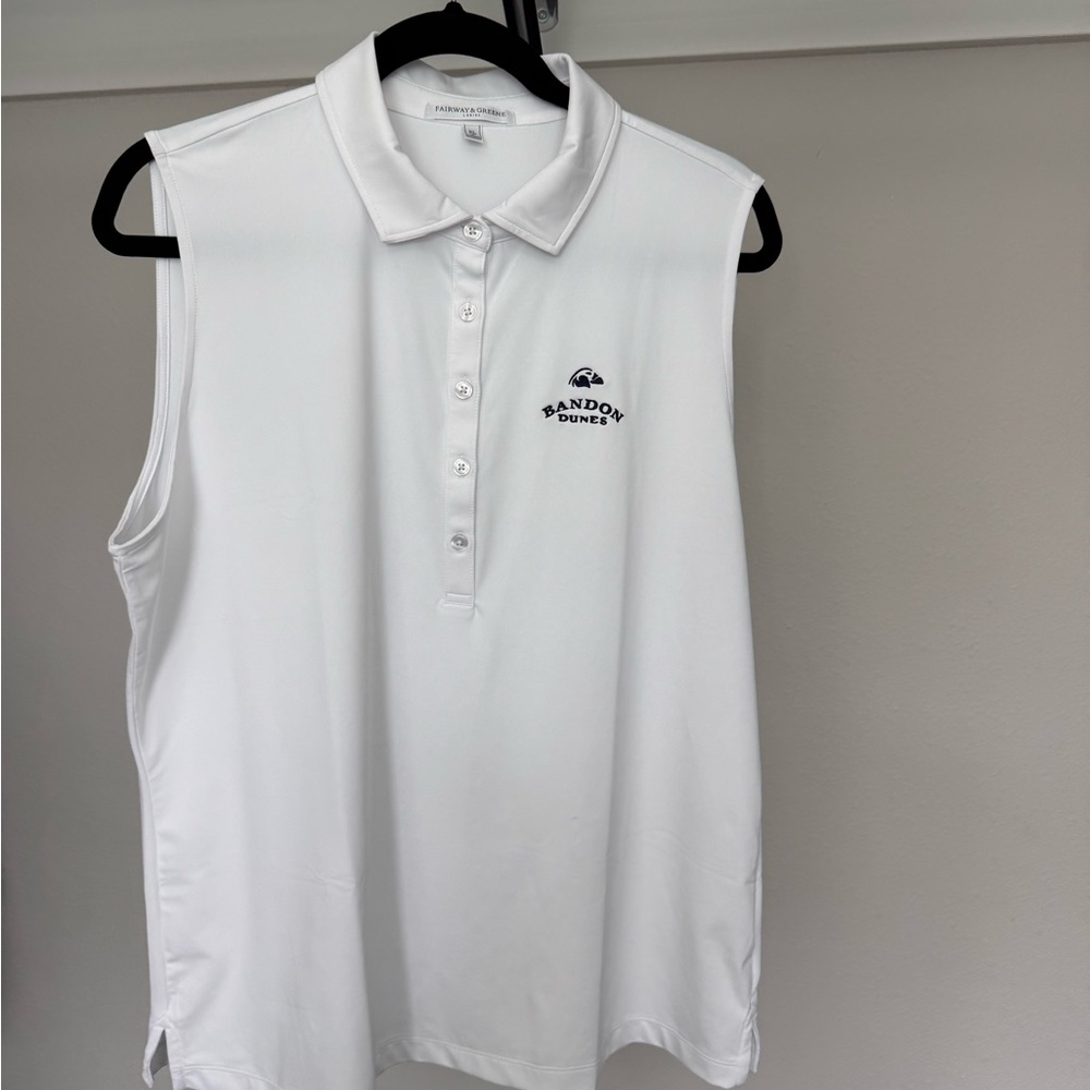 Fairway & Greene Ladies White Polo Shirt Bandon Dunes NWOT